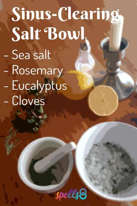 Make this beautiful healing salt 🧂 bowl (with just a handful of herbs and essential oils) to effectively clear sinuses- for a breath of fresh air during cold and flu season! Healing Magic | Healing Spell | Healing Salt bowl #HealingMagic #HealingSpell #HealingSalt Sinus Clearing, Meditation Tea, Healing Salve Recipe, How To Clear Sinuses, Salt Bowl, Salve Recipes, Healing Tea, Healing Salves, Bath Recipes