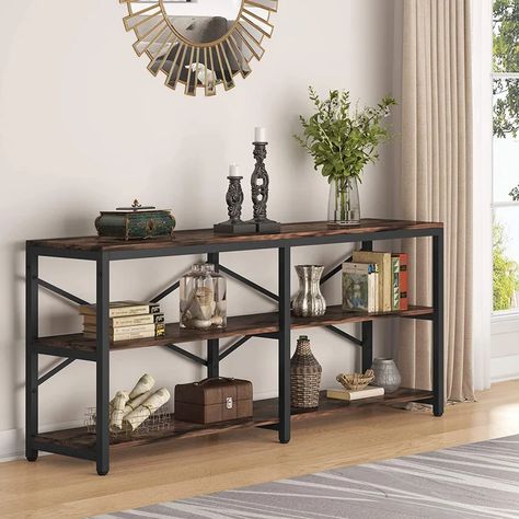 17 Stories Turrella 70.9" Console Table & Reviews | Wayfair Industrial Sofa Table, Rustic Sofa Tables, Entryway Table With Storage, Extra Long Console Table, Sofa Table With Storage, Modern Sofa Table, Table Behind Couch, Long Sofa Table, Wood Sofa Table