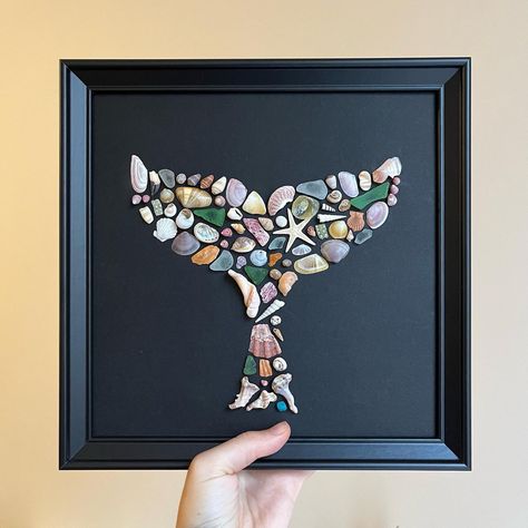 #mosaicartist #seashellart #shellart #coastaldecor #coastalhome #whaletail #seaglassart #seaglasscrafts #shellwallart #walldecor #anniversarygiftsforhim #anniversarygiftideas Sea Glass Pictures Ideas, Picture Valentines, Sea Shell Wall Art, Canvas Art Ideas, Handmade Gift For Him, Seashell Art Diy, Shell Artwork, Seashell Wall Art, Seashell Projects