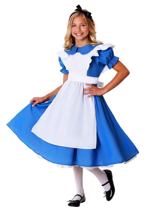 PRICES MAY VARY. Tie closure Hand Wash Only Size: Small (6) PRODUCT INCLUDES: This Alice in Wonderland Costume for Kids comes with a blue girl's dress, a white pinafore apron, and a black hair ribbon. FROM THE FUN COMPANY: As a top costume company we love the classic Halloween costumes. So we're very proud to offer this Deluxe Girl's Alice Dress! Developed in our Made By Us costume studios, this expertly designed costume will provide the iconic character style you're looking for in an Alice cost Alice In Wonderland Outfit, Alice Costume, Alice In Wonderland Dress, Wonderland Dress, Ruffle Apron, Alice In Wonderland Costume, Blue Peter, Wonderland Costumes, Boho Festival Fashion