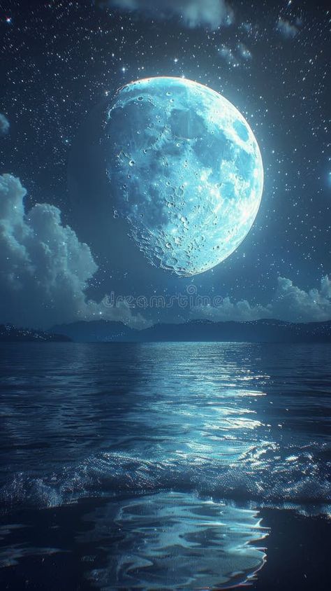 Full Moon Reflecting on Water stock photography Moon Reflecting On Water, Moon Reflection On Water, Moon Over Water, Water Moon, Clear Night Sky, Night Sky Art, Photography Water, Moonlight Photography, Moon Water