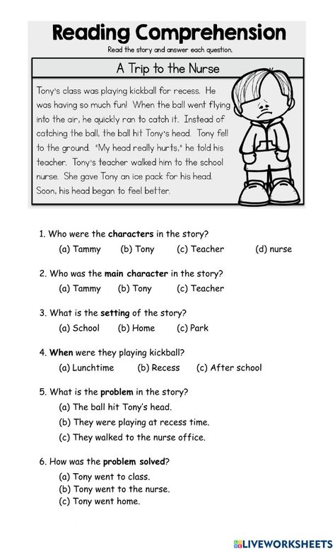 Story elements online worksheet for Grade 1. You can do the exercises online or download the worksheet as pdf. Gr 1 Worksheets English, Read And Recall Worksheet, Literature Worksheets For Grade 1, Story Elements Grade 1, English Revision Worksheets Grade 1, Elements Of A Story Activities, Grade 3 Short Stories, Elements Of A Story Worksheet, 1st Grade Story Elements