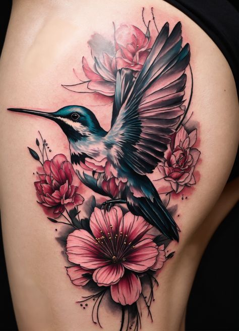 Hummingbird Sleeve Tattoo, Hummingbird Tattoo Black, Hummingbird Flower Tattoos, Indian Tattoo Design, Any Tattoo, Men Tattoos Arm Sleeve, Tasteful Tattoos, Hummingbird Flowers, Floral Tattoo Sleeve