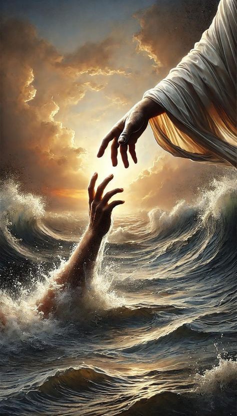 Christian Art: reaching for Jesus Printable Download Art of Peter Reaching for Jesus After Walking on the Water. 6000x10500 Px - Etsy Jesus Printable, Christian Art Print, Jesus Artwork, Maria Magdalena, Jesus Christ Artwork, Jesus Christ Art, Ange Demon, Pictures Of Jesus Christ, Jesus Painting