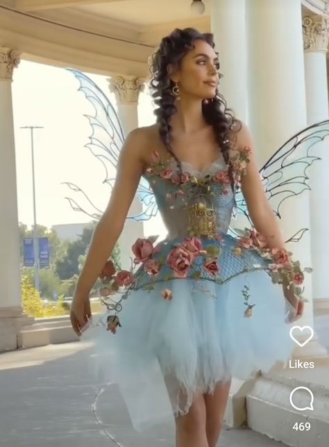 Fairy Party Outfit, Blue Dress Costume Ideas, Dark Fairy Halloween, Jackie Wyers, Garden Fairy Costume, Fairy Corset, Profile Video, Fairy Princess Costume, Fairy Cosplay