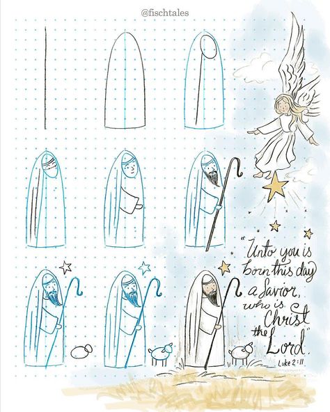 December Drawings, Hymnal Art, Illuminated Bible, Advent Ornaments, Nativity Craft, Draw Tutorial, Bible Drawing, Christian Activities, Farmhouse Books