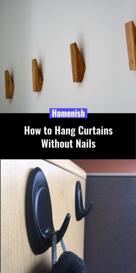 Curtains Without Holes, Curtains Without Rods, Loft Curtains, Curtains Without Drilling, Magnetic Curtain Rods, How To Hang Curtains, Curtain Alternatives, Diy Curtain Rods, Boho Bedroom Colorful