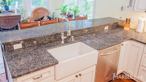 Blue Pearl GT Granite Kitchen countertops Blue Pearl Granite Kitchen, Countertop With White Cabinets, Kitchen Countertops Marble, Granite Kitchen Countertop, Colored Cabinets, Blue Pearl Granite, Granite Kitchen Countertops, Countertops Marble, Granite Countertops Kitchen