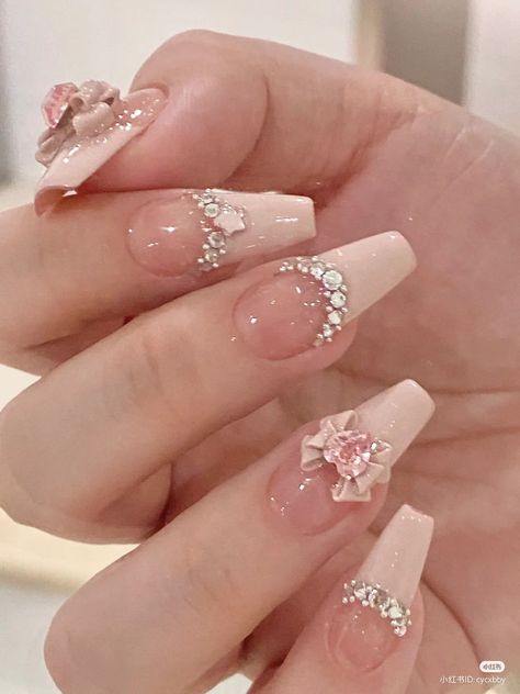 Nails Nails Korean, Korean Nail Art, Quartz Nail, Korean Nails, Blush Nails, Pretty Gel Nails, Really Cute Nails, Soft Nails, Nails Almond