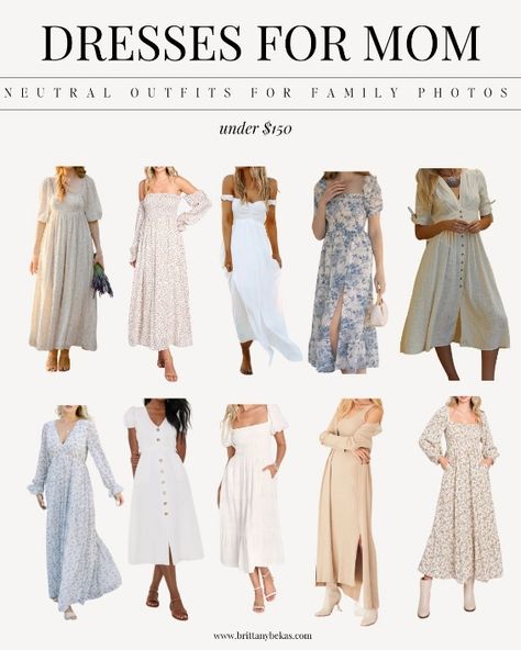 Neutral family photo outfits for classic family pictures. Here are 20+ styled neutral family photo outfit ideas for your family photoshoot. Beach Family Photos Fall, Family Photo Dresses For Mom, Family Photo Dresses, Neutral Family Photo Outfits, Neutral Family Photos, Family Photo Outfit Ideas, Summer Family Pictures, Tan Outfit, Family Photo Outfit