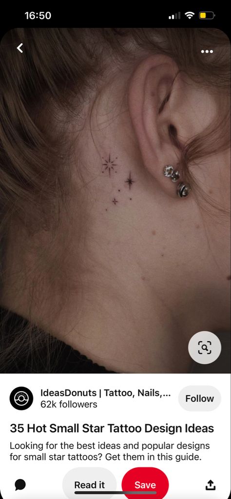 Constellation Ear Tattoo, 3 Stars Behind Ear Tattoo, Leo Constellation Tattoo Behind Ear, Stars Tattoo Behind Ear, Behind The Ear Star Tattoo, Leo Tattoo Behind Ear, Three Stars Behind Ear Tattoo, Stars Behind Ear Tattoo, Simple Behind The Ear Tattoos