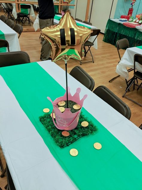 Princess Peaches Birthday Party, Princess Peach Centerpiece Ideas, Princess Peach And Mario Birthday Party, Princess Peach Themed Party, Mario Bros Princess Peach Birthday, Super Mario Bros Party Ideas Princess Peach, Princess Peach Birthday Party Centerpiece, Princess Peach Baby Shower Ideas, Princess Peach Birthday Decorations