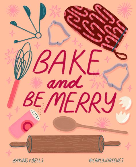 Holiday baking illustration by @carlyjoreeves ​​​​​​​​​ #cookbook #holidaybaking #illustration #bakingart #illustrator #festiveillustration #art #baking Christmas Baking Illustration, Baking Illustration, Christmas Pic, Art Content, Recipe Cookbook, Cute Christmas Wallpaper, Gum Drops, Be Merry, Winter Vibes