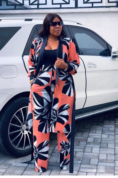 Kimono Set for women 2023 Latest Two Piece Outfit For Ladies, 2 Piece Styles For Ladies, Palazo Trousers Women Outfit, Kimono Two Piece Outfit, Two Pieces Styles For Ladies, Up And Down Material Style For Ladies, 2piece Outfits Two Pieces, Kimono And Palazzo Outfit, Top And Trousers Outfit Material