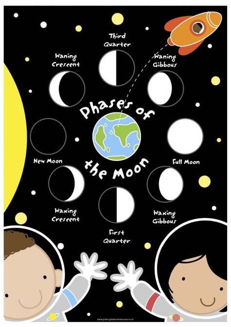 Human Body Science Projects, Moon For Kids, Moon Science, Kids Bulletin Boards, Science Clipart, Moon Projects, The Phases Of The Moon, 1st Grade Science, Science Vocabulary