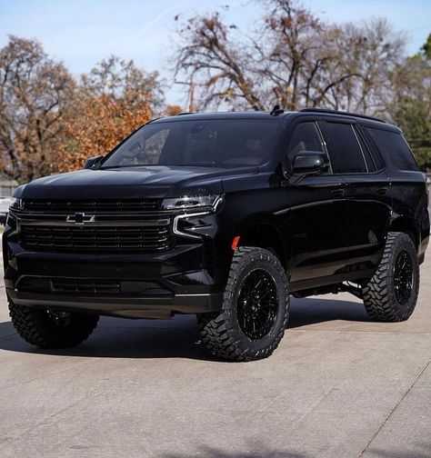 Lifted Yukon, Blacked Out Tahoe, Chevy Suv Tahoe, Black Chevy Tahoe, Corolla Modified, Tahoe Car, Lifted Tahoe, Lifted Suv, Lifted Chevy Tahoe