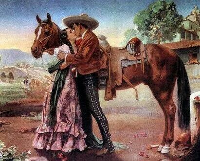 Beso Charro ♡ Chola Costume, Jesus Helguera, Mexican Pictures, Jorge Gonzalez, Hispanic Art, Mexican Artwork, Mexican Paintings, Latino Art, Mexican Culture Art