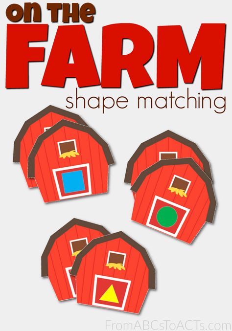 Include even your littlest learners in your farm preschool theme unit with these printable on the farm shape matching cards! Farm Lessons For Preschool, Farm Craft For Preschool, Preschool Partner Activities, Old Mcdonald Preschool Activities, Farm Shapes Activities, Farm Games Preschool, Farm Activities For Preschoolers, Farm Shapes Preschool, Prek Farm Activities