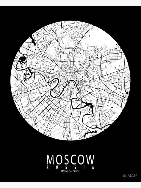 "Moscow City Map of Russia - Full Moon" Poster by deMAP | Redbubble Map Of Russia, Moon City, Moon Poster, Map Wall Art, City Maps, Black And White Abstract, City Map, Full Moon, Moscow