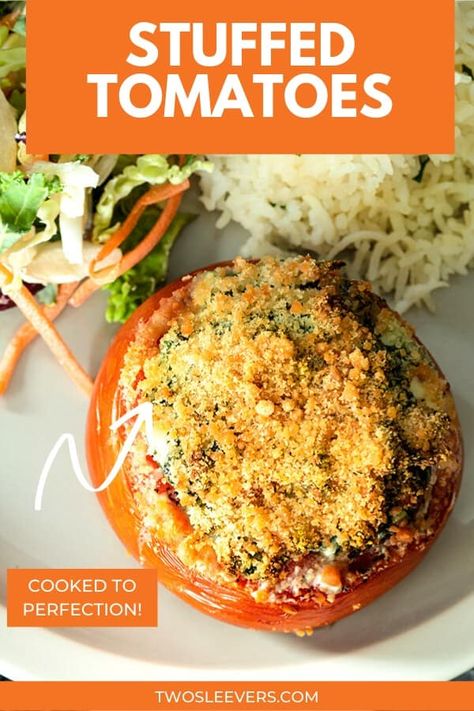 Use this stuffed tomatoes recipe to make the best stuffed tomato you've ever had! Stuffed Tomatoes | Stuffed Tomato Recipe | Stuffed Tomato with Spinach and Cheese | Stuffed Tomato Variations | Vegetarian Stuffed Tomato | Keto Stuffed Tomato | Air Fryer Stuffed Tomato | TwoSleevers #stuffedtomato #ketotomatorecipe #airfryertomato #twosleevers #tomatoes #ketorecipe Stuffed Tomatoes Recipes, Spinach Stuffed Tomatoes, Stuffed Tomato, Air Fryer Recipes Low Carb, Tomatoes Recipes, Keto Fried Chicken, Easy Egg Salad, Tomato Recipe, Stuffed Tomatoes