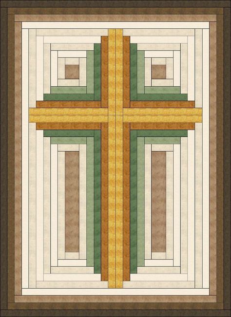 (7) Name: 'Quilting : Log Cabin Christian Cross-multiple sizes                                                                                                                                                                                 More Cross Quilt Block, Quilt Pattern Free, Log Cabin Quilt Pattern, Stained Glass Quilt, Cross Quilt, Log Cabin Quilts, Church Banners, Lap Quilts, Log Cabin Quilt