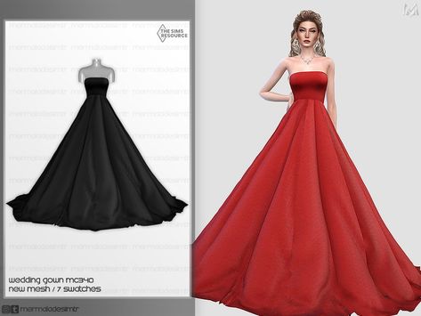 Sims 4 Ball Gown, Sims 4 Formal Dress, Dress With Long Cardigan, Sims4 Ideas, Sims 4 Wedding Dress, Ts4 Hair, Sims Clothes, Sims 4 Game Mods, Sims 4 Dresses