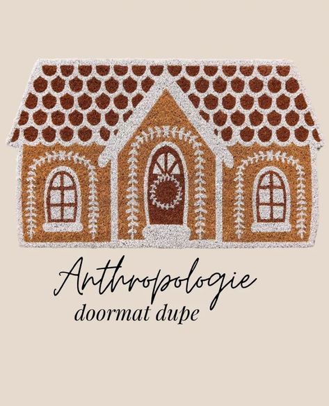 Gingerbread Doormat, Gingerbread Theme Christmas, Anthropologie Christmas Decor, Kirklands Christmas, Anthropologie Christmas, Diy Christmas Door, Gingerbread Theme, Door Mat Diy, Gingerbread Christmas Decor