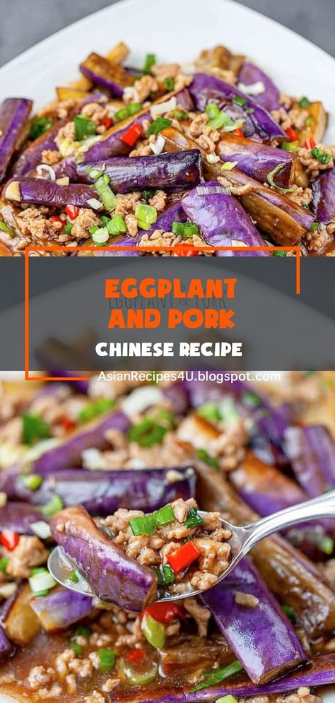 Eggplant With Minced Pork Recipe, Pork Eggplant Recipe, Ground Pork Recipe, Chinese Eggplant Recipes, Ways To Cook Eggplant, Recipes Eggplant, Eggplant Stir Fry, Pork Stir Fry Recipes, Chinese Eggplant