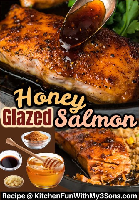 Honey Salmon Recipes, Honey Soy Salmon, Honey Glazed Salmon Recipe, Salmon Recipes Oven, Tuscan Salmon Recipe, Oven Salmon, Salmon Baked, Best Salmon Recipe, Honey Glazed Salmon