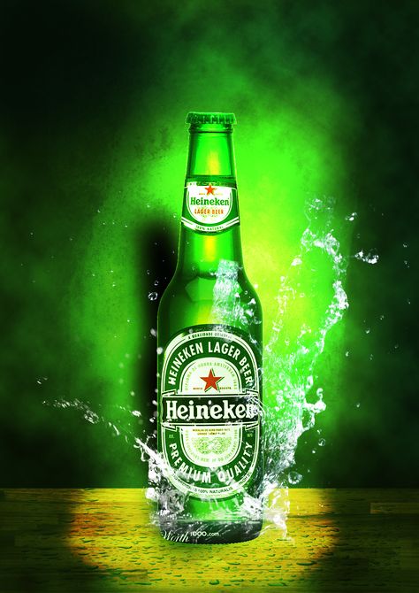 Heineken Poster, Heineken Beer Bottle, Heineken Logo, Kingfisher Beer, Beer Bottle Design, Beer Images, Heineken Beer, Beverage Poster, Beer Photography