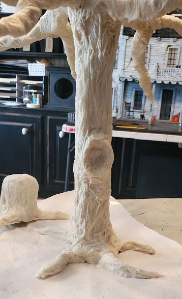 Beetlejuice Tombstone, Paper Mache Tree, Tree Props, Fake Trees, And So It Begins, Paper Mache Sculpture, Christmas Themes Decorations, Old Tree, Paper Tree