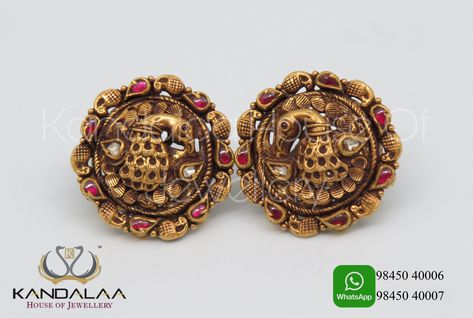 Nakshi Studs, Ear Chain, Antique Jewellery Designs, Gold Bridal Jewellery Sets, Fancy Blouse, Jewellery Sets, Fancy Blouses, Gold Jewellery Design Necklaces, Fancy Blouse Designs