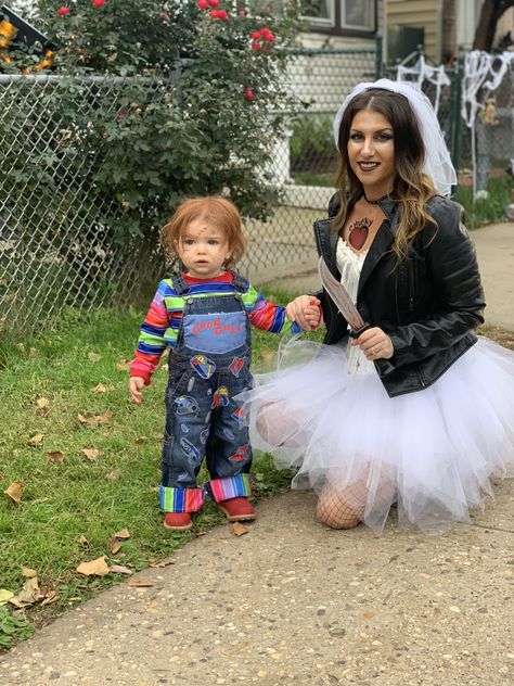 Family Chucky Costumes, Family Chucky Halloween Costumes, Chucky Family Costume, Boys Chucky Costume, Baby Chucky Costume, Toddler Chucky Costume, Chucky And Bride, Chucky Bride Of Chucky, Chucky And Tiffany Costume