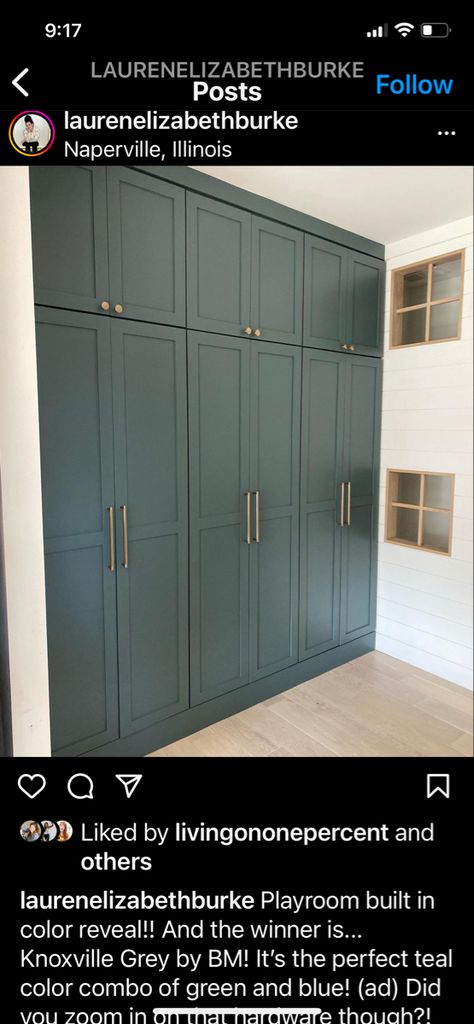 Bm Knoxville Gray, Knoxville Gray, Teal Colors, Color Combos, Locker Storage, Gray Color, Kitchen Dining, Paint, Bedroom