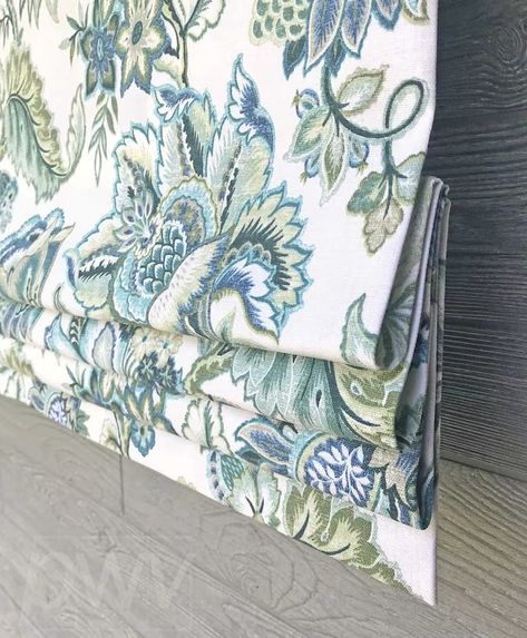 Faux Roman Shade Valance, Roman Shade Valance, Jacobean Floral, Faux Roman Shades, Flat Roman Shade, Room Curtains, Roman Shade, Chinese Cooking, Blue Bathroom