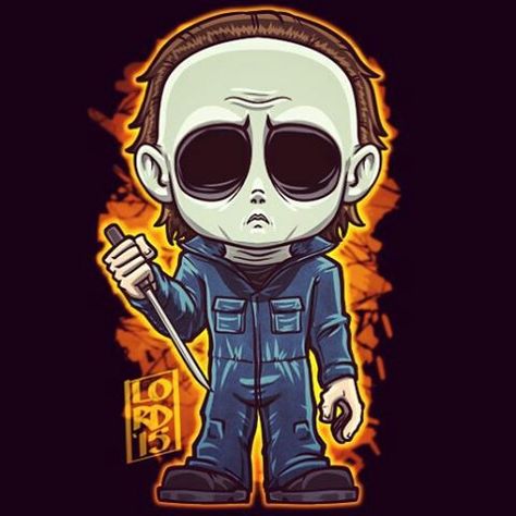 Michael Myers Cartoon Horror Characters, Lord Mesa Art, Horror Cartoon, Horror Movie Icons, Horror Artwork, Posca Art, Film Horror, Horror Tattoo, Horror Movie Art