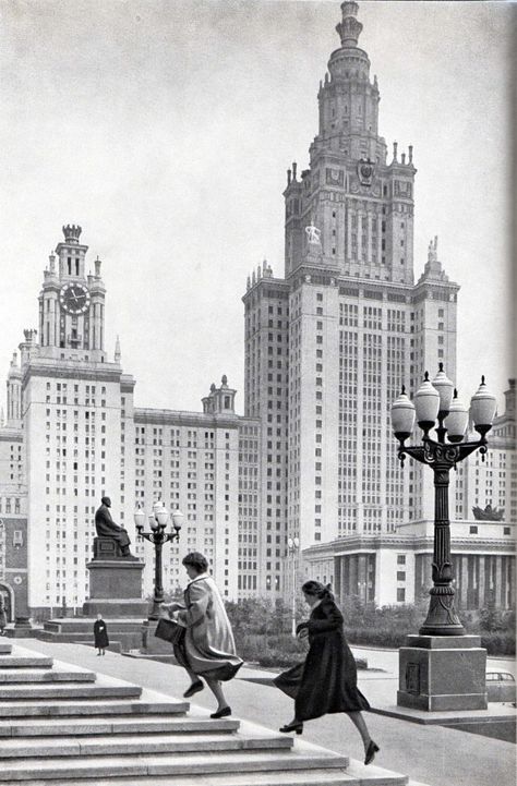 Moscow State University (1955) Soviet Visuals, History Whispers, Moscow University, Moscow Winter, Moscow State University, Moscow Travel, Call Of Cthulhu Rpg, Russian Aesthetic, New Year Postcard