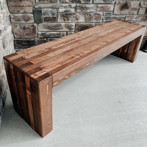 1x4 Wood Bench Diy, Outdoor Porch Bench Ideas, Scrap Wood Bench Diy, Front Porch Benches, Diy Front Porch Bench, Bench For Front Porch, Porch Benches, 2x4 Table, Entry Bench Diy