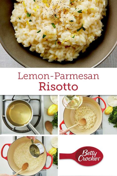 Risotto Lemon Parmesan, Creamy Lemon Risotto, Shrimp Lemon Risotto, Lemon Risotto Recipes Easy, Lemon Parmesan Rice, Citrus Risotto, Dill Risotto, Risotto Lemon, Lemon Parmesan Risotto