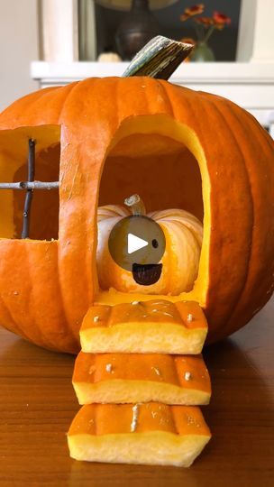 198K views · 4.6K reactions | How to make a Pumpkin House! 🏡 | How to make a Pumpkin House! 🏡

This pumpkin carving idea is super cute AND super easy! #pumpkin #pumpkinpatch #pumpkincarving #Halloween #crafting | By Jeff & Lauren | Starting with an already
prepped pumpkin and I've got this nice flat side. I'm
going to take my carving tool and start right down just
kind of closer to the base. Make a straight line across.
Now, I'm going to come up and to the best of my
abilities, I am going to go ahead and make this rounded.
I'm very pleased with my curve. I'm going to save this. Save
this for later. Next I'm going to make a square right
here. Grab some sticks. Alright. Take this piece. Gonna
clean up this part of it. Make it more even. And going to Grab some toothpicks. Poke this
through. Pumpkin Carving Ideas Toothpicks, House Carved Pumpkin, Pumpkin Carving House Ideas, Pumpkin House Carving Ideas, 2 Pumpkin Carving Ideas, Pumpkin Houses Carving, Pumpkin Carving Ideas House, Pumpkin Carving House, Pumpkin House Carving