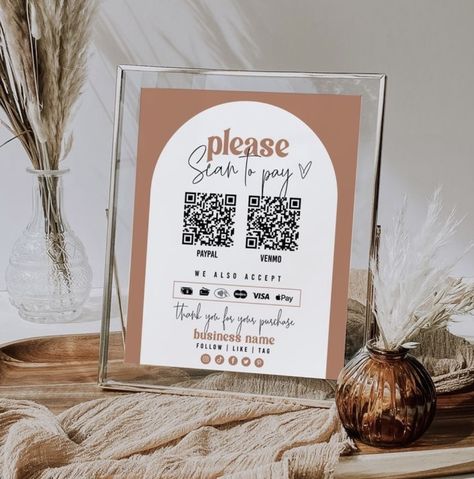 Payment Display Sign, Scan To Pay Sign Ideas, Business Payment Signs, Small Business Payment Sign, Payment Sign Craft Fair, Diy Scan To Pay Sign, Scan To Pay Sign Diy, Payment Reminder Sign, Payment Options Sign