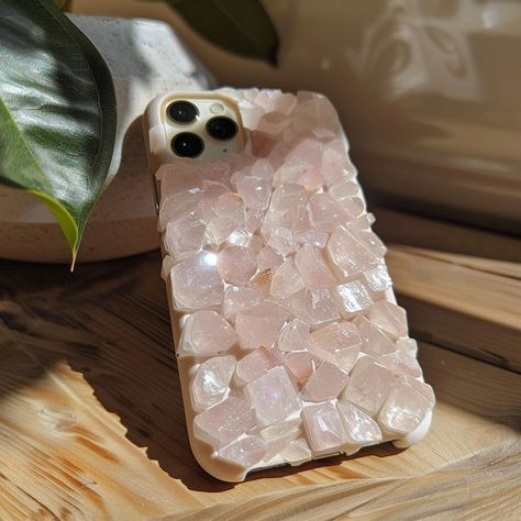 Would you buy these crystals phone case? 💠 This images are generated using AI #crystals #phonecase #gemstone Aura Phone Case, Aura Rose Quartz, Handmade Spiritual Iridescent Crystals, Crystal Iphone Case, Crystal Phone Case, Luxury Spiritual Amethyst Geodes, Autumn Aesthetic, Phone Cases, Crystals