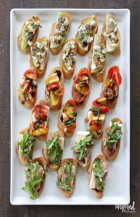 Recipes For Entertaining, Entertaining Appetizers, Crostini Appetizers, Crostini Recipes, Party Food Platters, Easy Appetizer Recipes, Perfect Appetizers, Party Food Appetizers, Food Platters