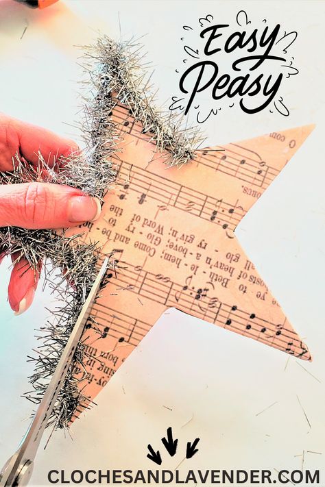 Get your holiday spirit on with Cloches & Lavender's budget-friendly DIY! See our easy Christmas star crafts using cardstock, wood star cutouts and Mod Podge. Not only are they stylish, but they also won't break the bank. Visit the Dollar store or Dollar Tree for all supplies. With our simple guide, you'll have your own tree topper in no time. Dive deeper into the world of star crafts with us. Follow Us For More incredible DIY inspiration and tips. Diy Star Topper Christmas Tree, Diy Christmas Tree Star Topper Kids, Homemade Christmas Star Tree Topper, Dollar Tree Wood Star Crafts, Diy Christmas Tree Star Topper, How To Make A Christmas Tree Topper, Star Tree Topper Diy, Homemade Tree Topper, Tree Topper Diy