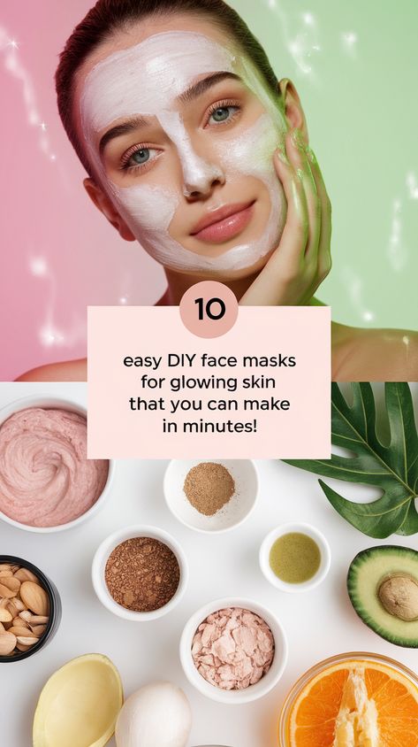 10 Easy DIY Face Masks for Glowing Skin That You Can Make in Minutes! Face Mask Bar Party, How To Give Yourself A Facial At Home, Homemade Face Masks For Glowing Skin, How To Make Face Mask, Simple Diy Face Mask, Diy Natural Face Masks, Face Masks At Home, Diy Face Mask Recipes, Face Masks For Glowing Skin