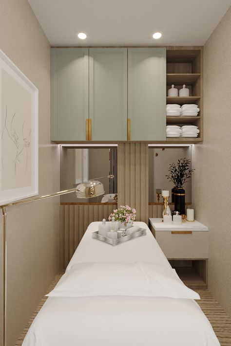 Aesthetics Salon Interior Design, Beauty Clinic Decoration, Skin And Hair Clinic Interior Design, Beauty Salon Room Decor, Small Med Spa Design, Massage Salon Interior, Beauty Studio Decor Interior Design, Beautician Aesthetic Salon, Facial Salon Interior Design