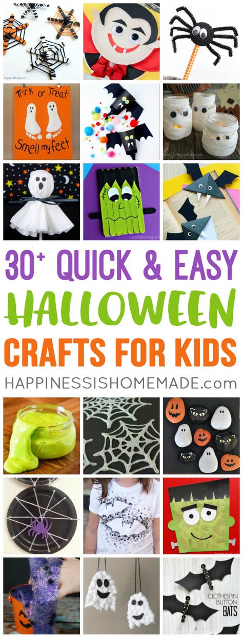 These quick and easy Halloween kids crafts can be made in under 30 minutes using items that you have around the house! No special tools or skills required! Cute Halloween Crafts For Kids, Christian Halloween Crafts, Cute Halloween Crafts, Halloween School Crafts, Halloween Kids Crafts, Halloween Classroom Crafts, Kindergarten Halloween Crafts, Cheap Fall Crafts For Kids, Cheap Halloween Crafts