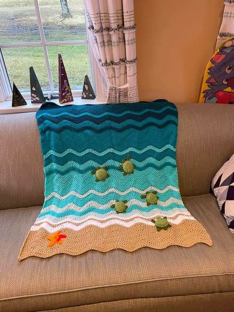 Free Crochet Patterns & Crafters on the Tedooo App 🧶 | Daryl Walsh made this for my little sea turtle loving granddaughter for Christmas | Facebook Beach Blanket Crochet, Beach Crochet, Crochet Blanket Designs, Crochet Blanket Afghan, Crochet Turtle, Manta Crochet, Crochet Patterns Free Blanket, Baby Turtles, Afghan Pattern