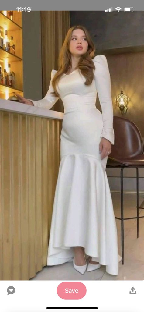 Bodycon Wedding Guest Dress, White Mermaid Wedding Dress, White Engagement Dress, White Engagement Dresses, White Bridal Dress, Bride Dress Simple, Wedding Dress White, Classy Gowns, White Bridal Dresses