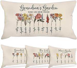 Names Design, Grandma's Garden, Grandmas Garden, Unique Gifts For Mom, Name Wall Art, Garden Pillows, Floral Printables, Colored Flowers, Birth Month Flowers